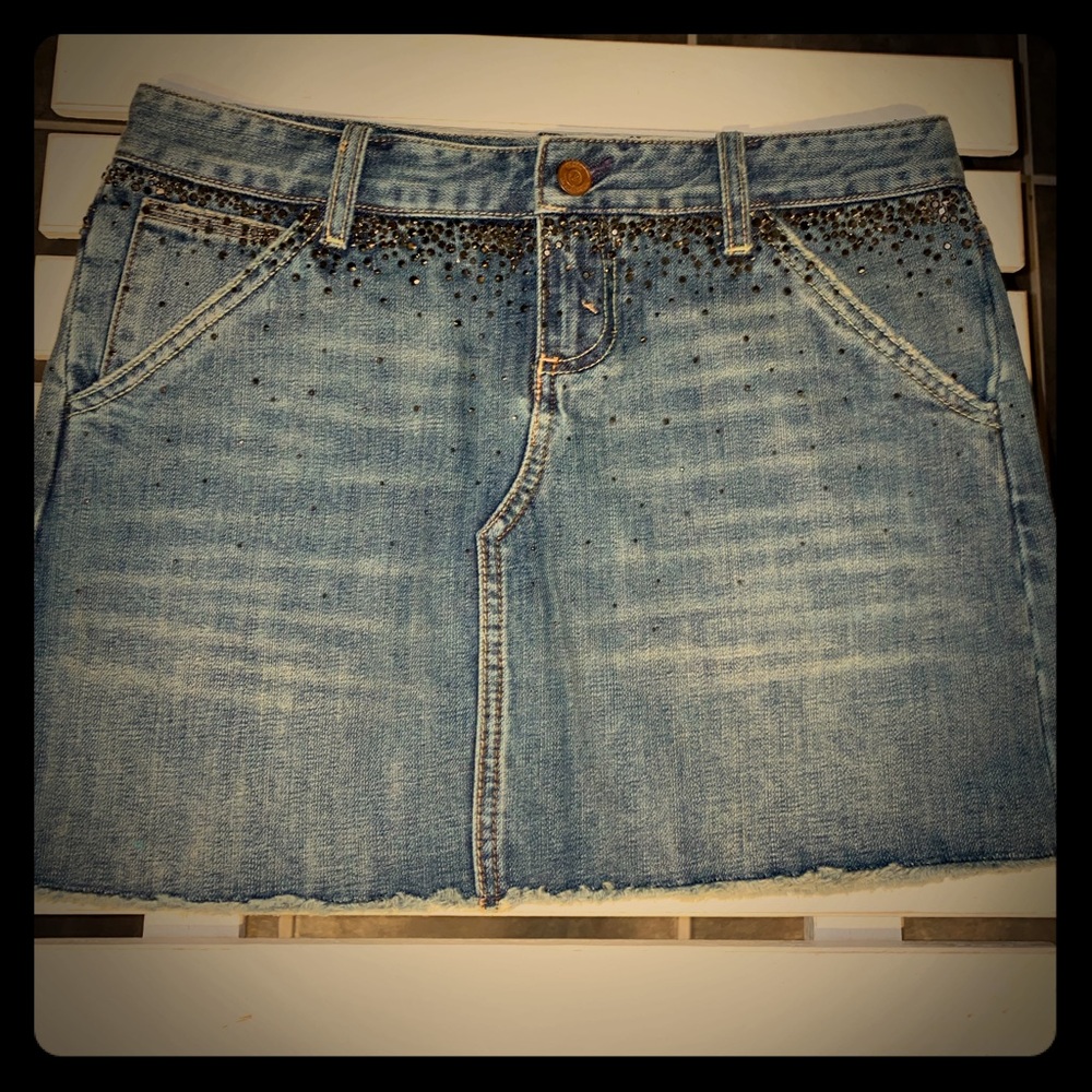 NWOT Express X2 Denim Lab Bedazzled Jean Skirt